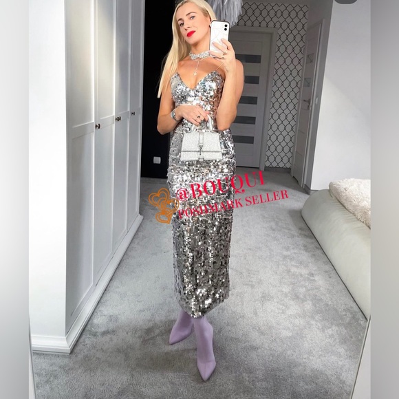 BLOGGERS FAV ZARA STRAPPY SLEEVES SEQUIN DRESS - Picture 4 of 9